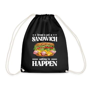 Sandwichliebhaber Lustig Sandwich Toasts Geschenk - Turnbeutel - Schwarz - Vorne