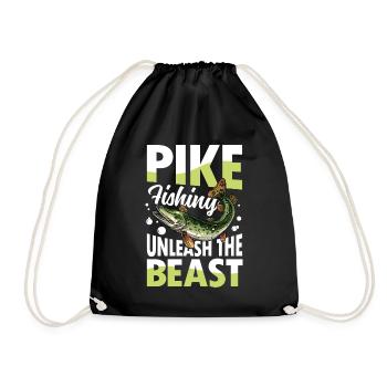 Pike Fishing Unleash the Beast für eine Anglerin - Turnbeutel - Schwarz - Vorne