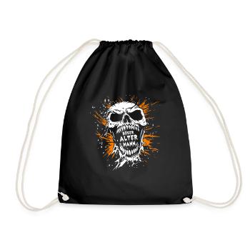 Halloween Böser alter Mann Kostüm - Totenkopf - Turnbeutel - Schwarz - Vorne