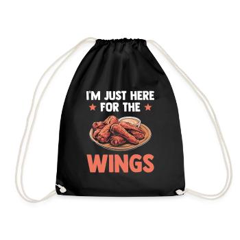 Chicken Wings Lustig - I'm Just Here For The Wings - Turnbeutel - Schwarz - Vorne
