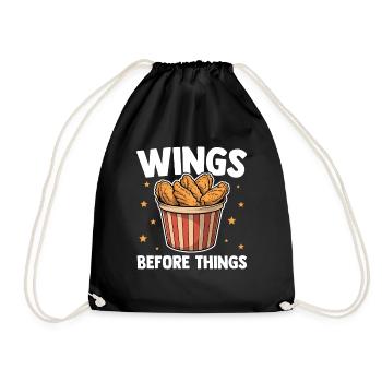Frittierte Hühnerflügel Wings Before Things - Turnbeutel - Schwarz - Vorne