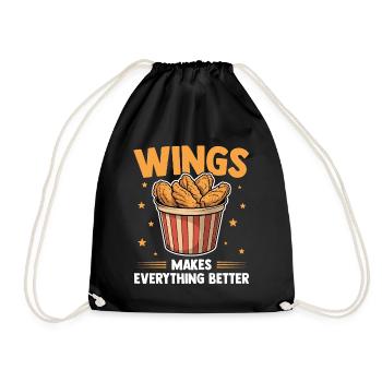 Chicken Wings Lustig Frittiertes Hühnchen Geschenk - Turnbeutel - Schwarz - Vorne