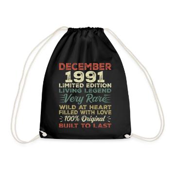Décembre 1991 - anniversaire Décembre 1991 année - Sac de sport léger - noir - Devant