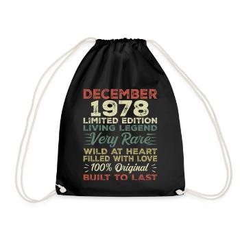Dezember 1978 - Geburtstag Dezember 1978 Jahr - Turnbeutel - Schwarz - Vorne