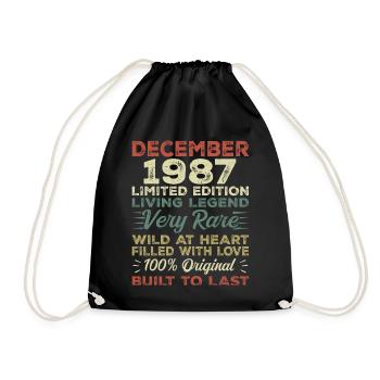 December 1987 - birthday December 1987 year - Drawstring Bag - black - Front