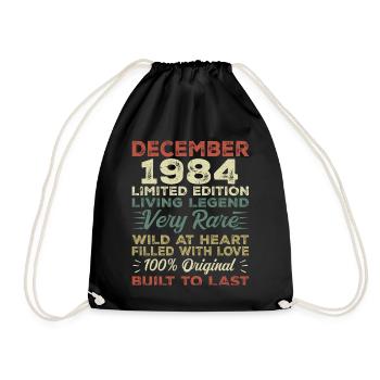 December 1984 - birthday December 1984 year - Drawstring Bag - black - Front