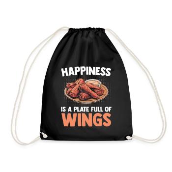 Chicken Wing - Happiness Is A Plate Full Of Wings - Turnbeutel - Schwarz - Vorne