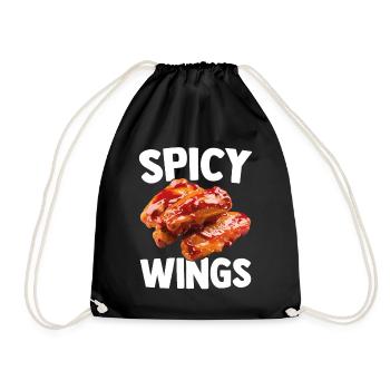 Spicy Hot Chicken Wings Hühnerflügel Lustig - Turnbeutel - Schwarz - Vorne