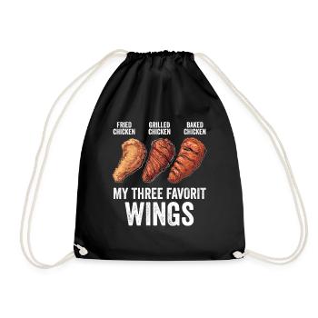 Chicken Wings Lustig Frittiert Gegrillt Gebacken - Turnbeutel - Schwarz - Vorne