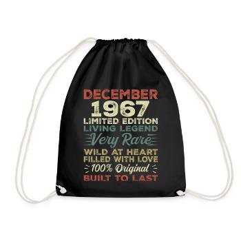 Dezember 1967 - Geburtstag Dezember 1967 Jahr - Turnbeutel - Schwarz - Vorne
