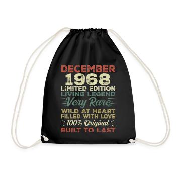 Dezember 1968 - Geburtstag Dezember 1968 Jahr - Turnbeutel - Schwarz - Vorne