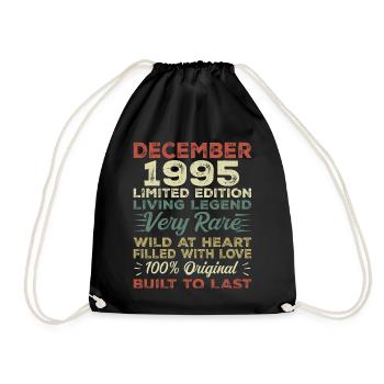 Dezember 1995 - Geburtstag Dezember 1995 Jahr - Turnbeutel - Schwarz - Vorne