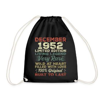 Dezember 1952 - Geburtstag Dezember 1952 Jahr - Turnbeutel - Schwarz - Vorne