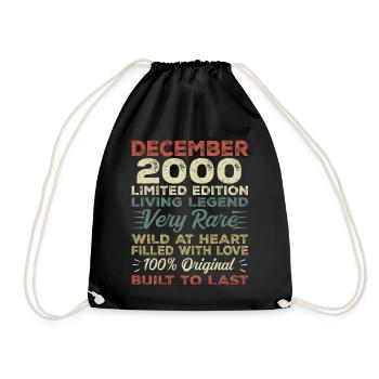Dezember 2000 - Geburtstag Dezember 2000 Jahr - Turnbeutel - Schwarz - Vorne