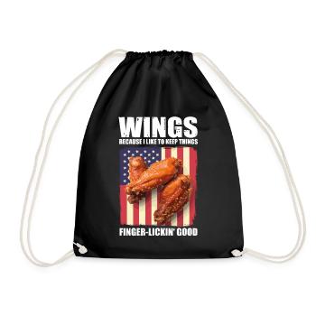 Ailes de poulet drapeau des États-Unis - léchage de doigt bon - Sac de sport léger - noir - Devant