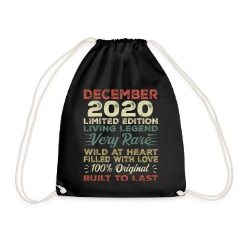 Dezember 2020 - Geburtstag Dezember 2020 Jahr - Turnbeutel - Schwarz - Vorne