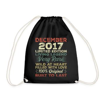 Dezember 2017 - Geburtstag Dezember 2017 Jahr - Turnbeutel - Schwarz - Vorne