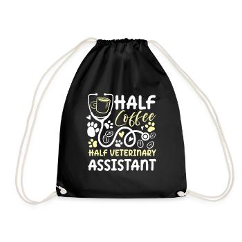Half Coffee Half Veterinary Assistant - Turnbeutel - Schwarz - Vorne