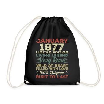 January 1977 birthday - January 1977, January 1977 - Drawstring Bag - black - Front