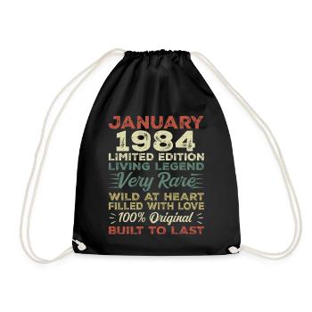 Anniversaire de Janvier 1984 - Janvier 1984, Janvier 1984 - Sac de sport léger - noir - Devant