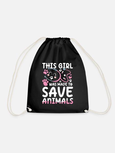 This Girl Was Made To Save Animals - Turnbeutel - Schwarz