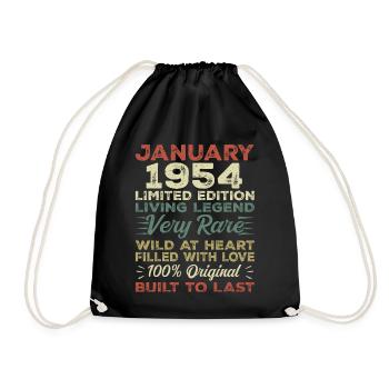 Anniversaire de Janvier 1954 - Janvier 1954, Janvier 1954 - Sac de sport léger - noir - Devant