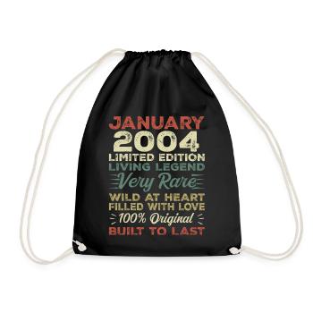 Januar 2004 Geburtstag - Januar 2004, January 2004 - Turnbeutel - Schwarz - Vorne
