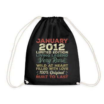 Janvier 2012 Anniversaire - Janvier 2012, Janvier 2012 - Sac de sport léger - noir - Devant