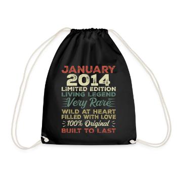 Janvier 2014 Anniversaire - Janvier 2014, Janvier 2014 - Sac de sport léger - noir - Devant