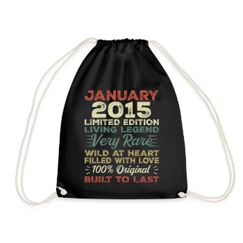 Janvier 2015 Anniversaire - Janvier 2015, Janvier 2015 - Sac de sport léger - noir - Devant
