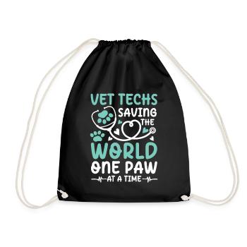 Vet Techs Saving The World One Paw At A Time - Turnbeutel - Schwarz - Vorne