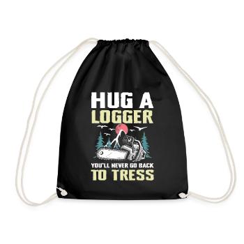 Hug a Logger für einen Waldarbeiter Holzfäller - Turnbeutel - Schwarz - Vorne