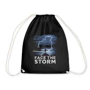 Face The Storm Power Strength Thunder Design - Turnbeutel - Schwarz - Vorne
