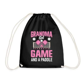 Pickleball Granny Paddleball Grandmother Paddle Game - Drawstring Bag - black - Front