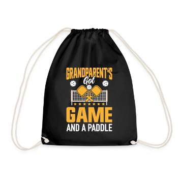 Pickleball Parents Paddleball Grandma Grandpa Paddle - Drawstring Bag - black - Front