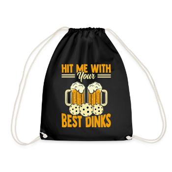 Hit Me With Your Best Drinks Pickleball Alkohol - Turnbeutel - Schwarz - Vorne
