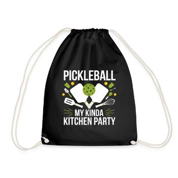 Pickleball Lover Ball Sport Kitchen Ball - Drawstring Bag - black - Front