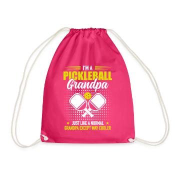 Grandpa Pickleball Player Dinking Team Gift - Drawstring Bag - fuchsia - Front
