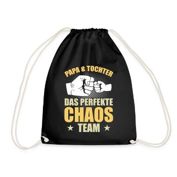 Papa Tochter das perfekte Chaos Team - Turnbeutel - Schwarz - Vorne
