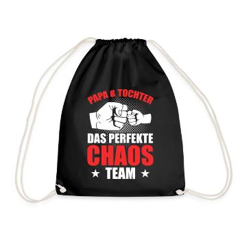 Papa Tochter das perfekte Chaos Team - Turnbeutel - Schwarz - Vorne