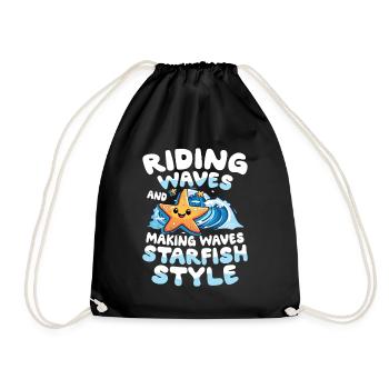 Riding Waves And Making Waves Starfish Style - Turnbeutel - Schwarz - Vorne