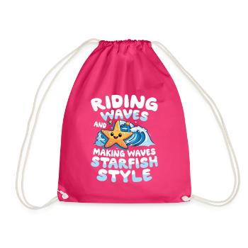 Riding Waves And Making Waves Starfish Style - Turnbeutel - Fuchsia - Vorne