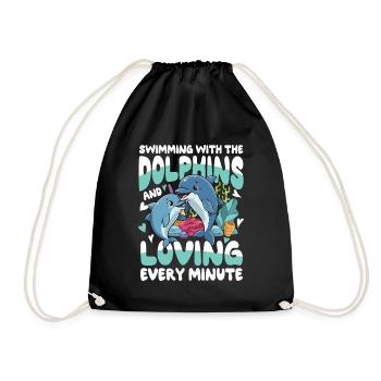 Swimming With The Dolphins - Turnbeutel - Schwarz - Vorne