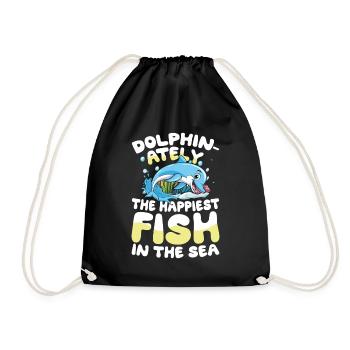 Dolphin-ately The Happiest Fish In The Sea - Turnbeutel - Schwarz - Vorne