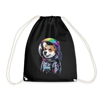 Astronaut Corgi Hund Abenteuer Spaß - Turnbeutel - Schwarz - Vorne