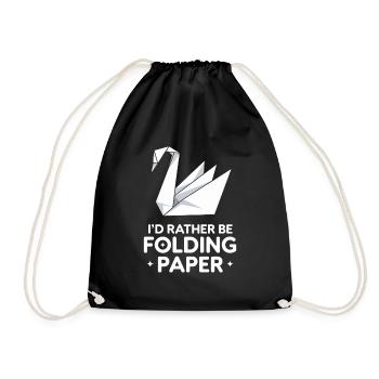 Origami Swans Craft Art Paper Folding Technique - Drawstring Bag - black - Front