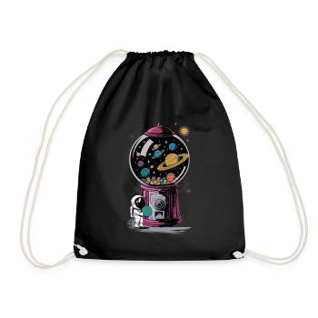 Chewing Gum Machine Astronaut Planet Universe - Drawstring Bag - black - Front