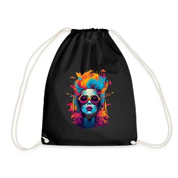 Art féminin fascinant avec des couleurs et une ville - Sac de sport léger - noir - Devant