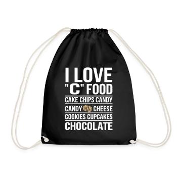 I love C food: cakes, chips, sweets, - Drawstring Bag - black - Front