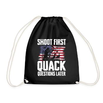 Duck hunters shoot heavier loads flag - Drawstring Bag - black - Front